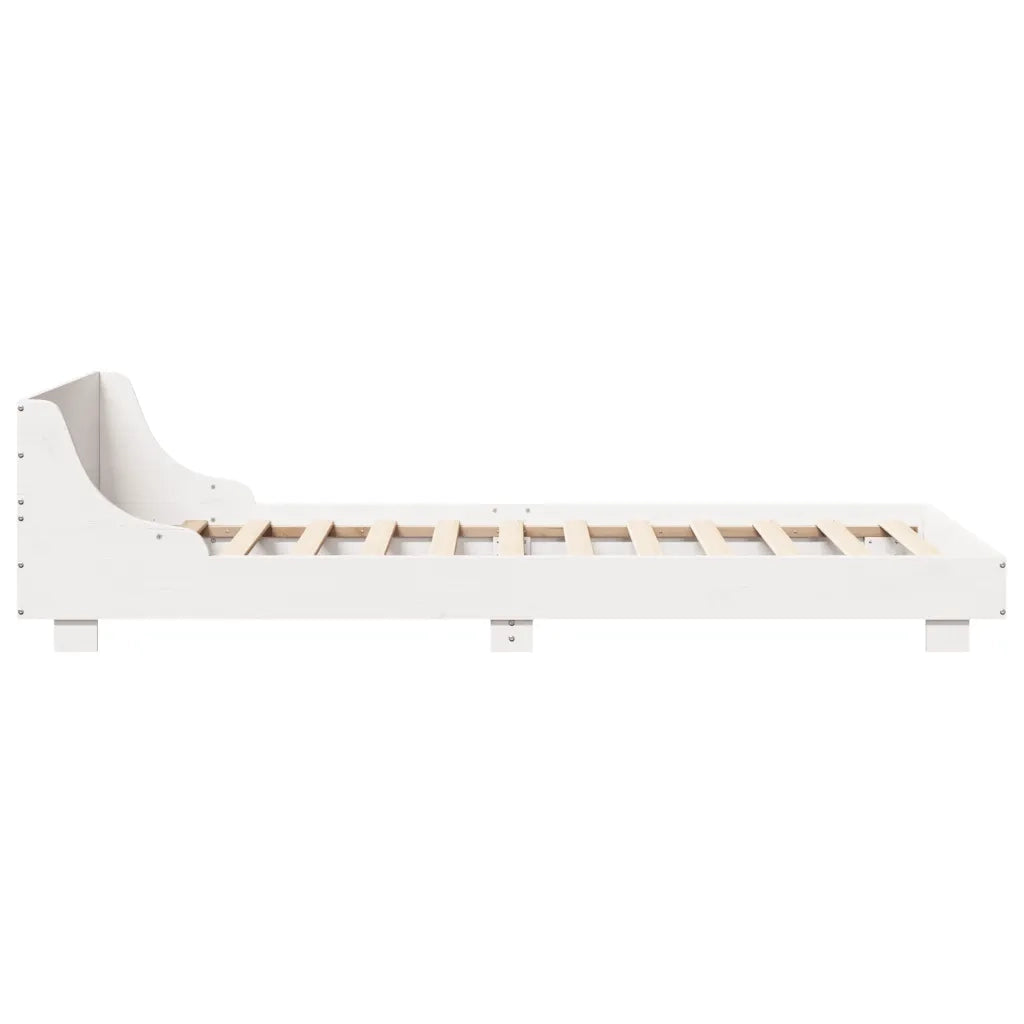 Letto senza Materasso-Struttura Letto Bianco 75x190 in Legno Massello di Pino 715042