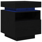 Comodino | Armadio da Notte | Mobiletto da notte con cassetto Rovere Nero 40 x 39 x 48,5 cm