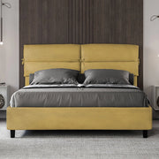 Letto matrimoniale senza rete imbottito 160x190 microfibra ocra Nandy