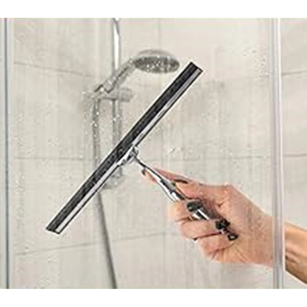 Trade Shop - Set Tergivetro Per Doccia Con Gancio Muro Adesivo Doppio Appendino Porta Box Cromo 87834 -