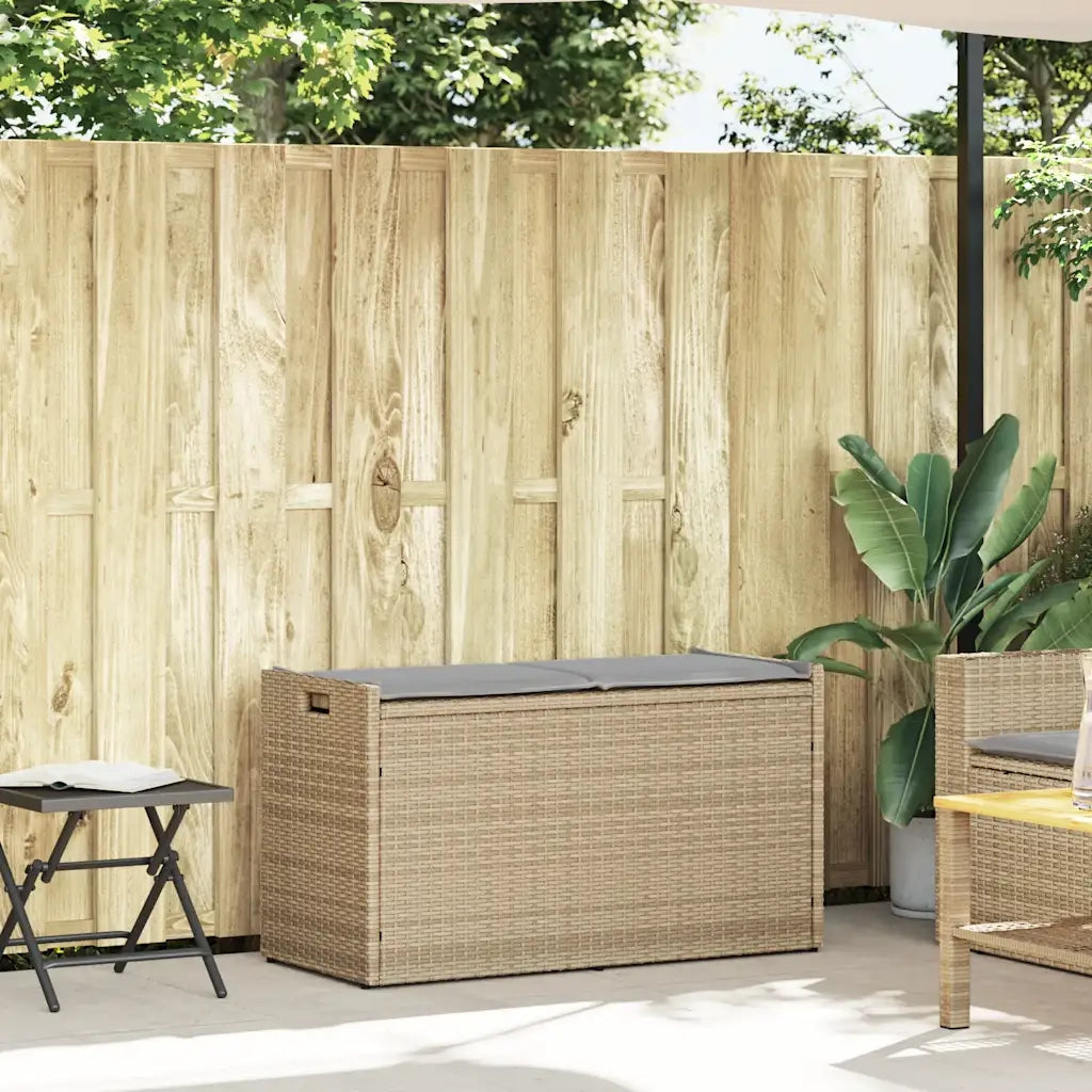 Cassapanca da Esterno con Cuscino Beige 100 cm in Polyrattan 4104063