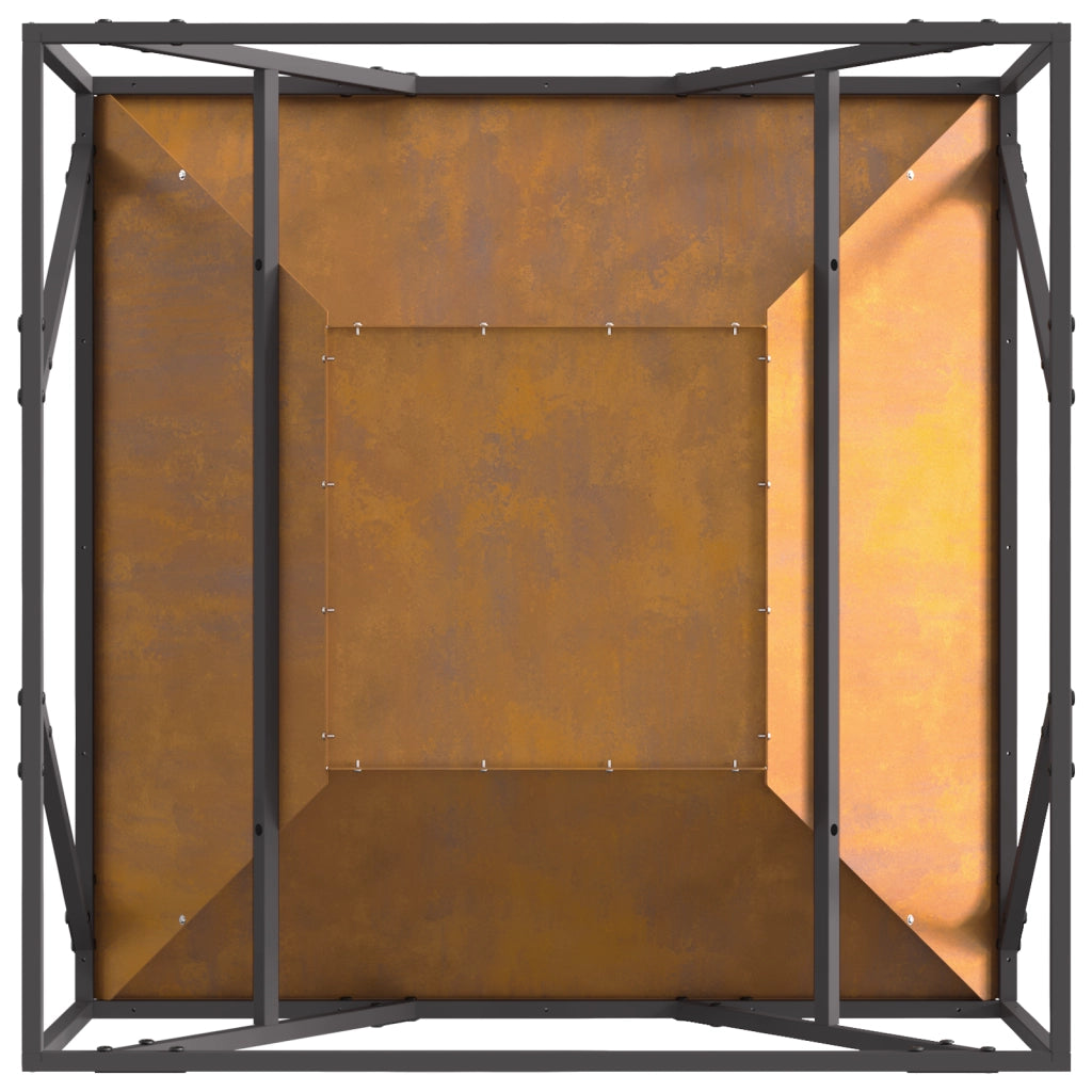 Focolare Quadrato 80x80x40 cm in Acciaio Invecchiato
