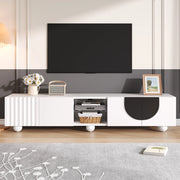 Mobile porta TV minimalista bianco e nero con vani aperti e chiusi, 180 cm