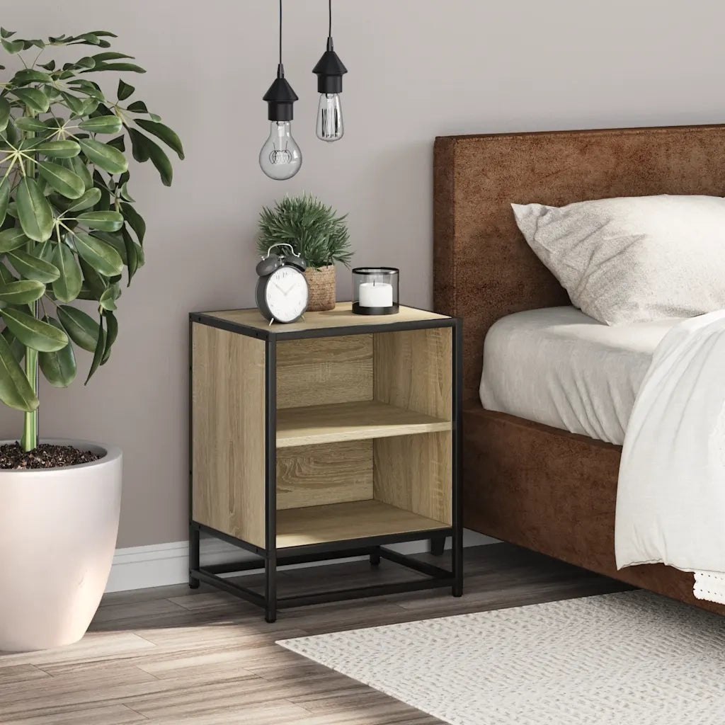 vidaXL Comodino Rovere Sonoma 40x31x50 cm Legno Multistrato e Metallo