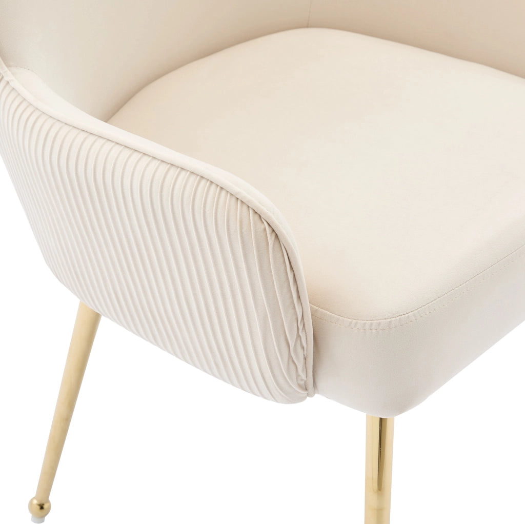 Set di 6 sedie in velluto con braccioli e supporto lombare; beige e oro