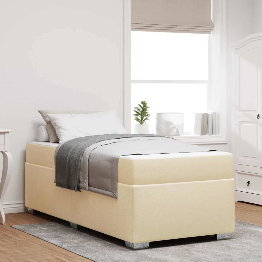 Struttura del letto con materasso Crema 90 x 190 cm Tessuto