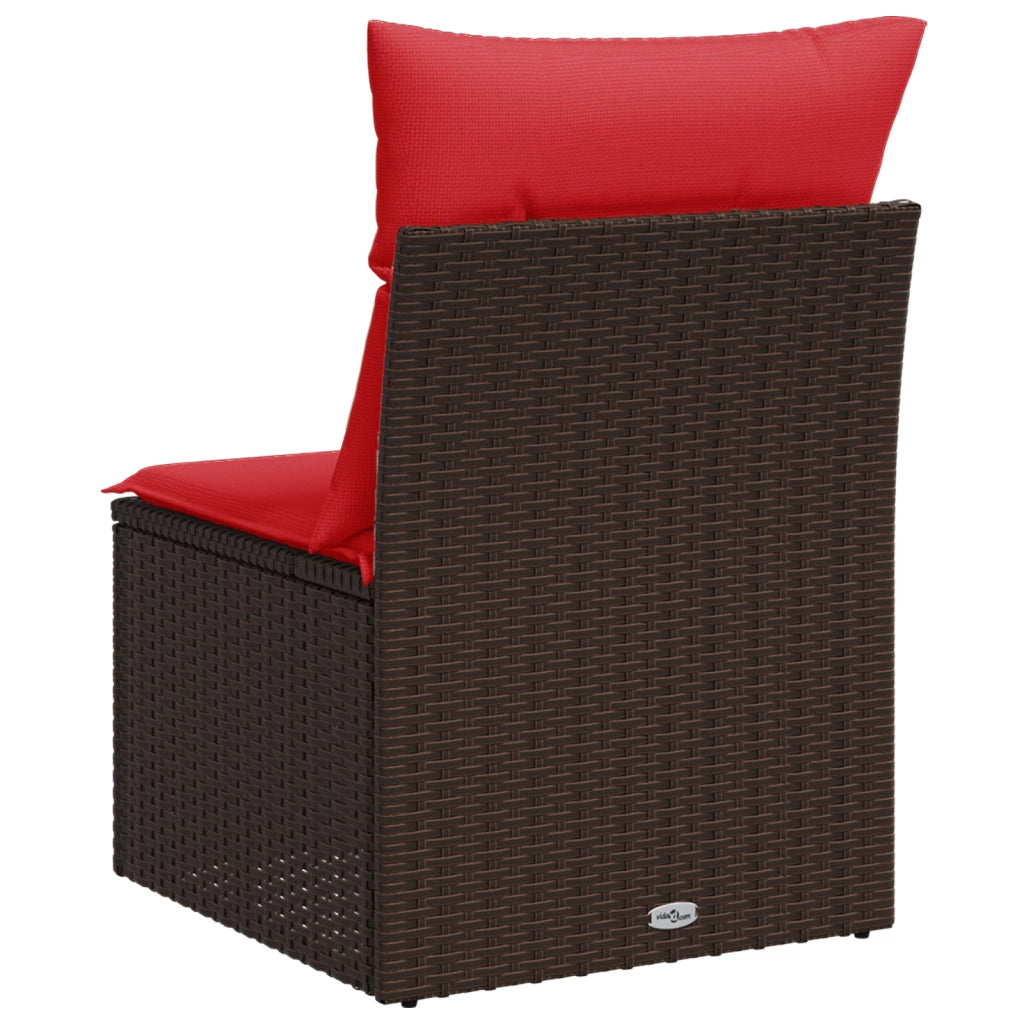 Sedia da giardino senza braccioli con cuscini marrone in polyrattan CFW6679567