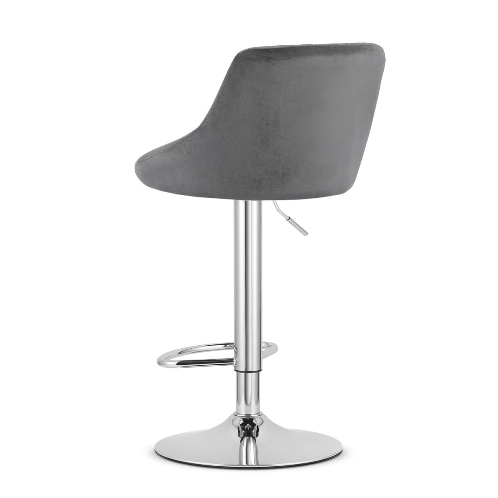 Set di 2 sgabelli bar Kast in velluto grigio e acciaio cromato
