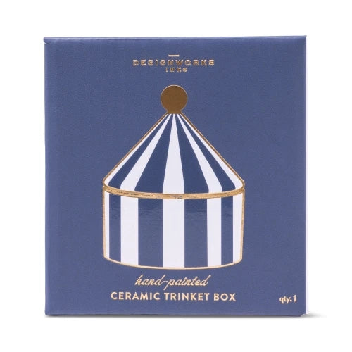 Scatola portagioie in ceramica - Strisce blu navy