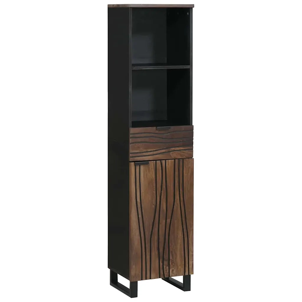 vidaXL Mobile da Bagno con cassetto Rigato Marrone 38 x 33 x 160 cm