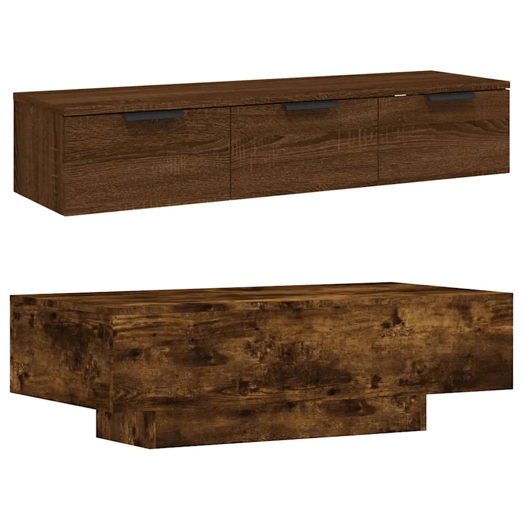 Tavolino da Salotto Rovere Fumo 100x49,5x31cm Legno Multistrato