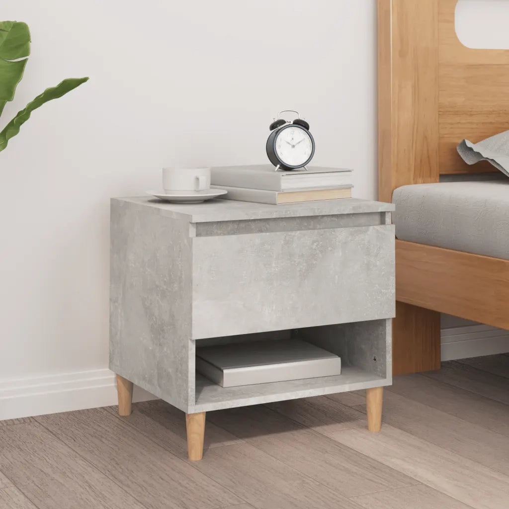 Comodino | Armadio da Notte | Mobiletto da notte Grigio Cemento 50x46x50 cm in Legno Multistrato