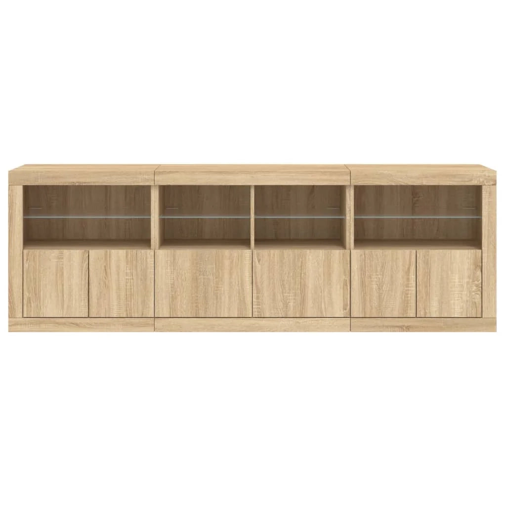 Buffet credenza cassettiera armadio mobile contenitore organizer per cucina soggiorno salotto con luci LED Sonoma 202 x 37 x 67 cm marrone 02_0029954