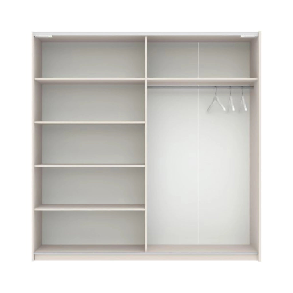 Armadio Camera da Letto Nalika, Guardaroba 2 Ante 2 Ripiani, 200x204h cm Beige Cashmere