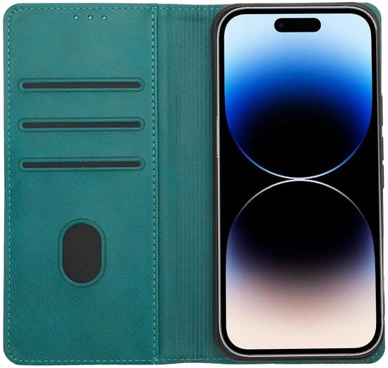 Portatelefono in pelle - Blu chiaro - Support per carta - Sottile e leggero - Chiusura magnetica - Protezione contro cadute e urti - Copritelefono
