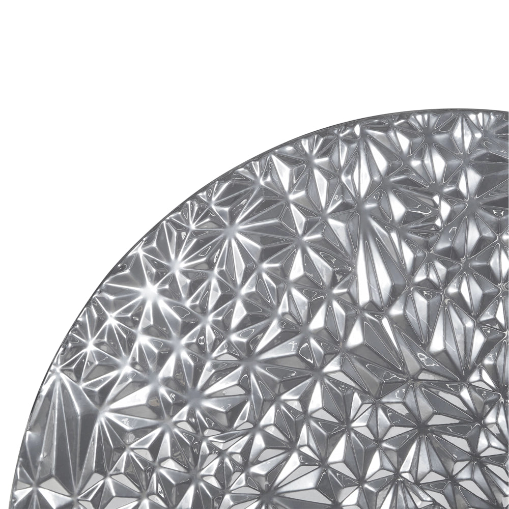 Decorazione murale in ferro argentato appesa a muro, pezzo metallico in stile glamour