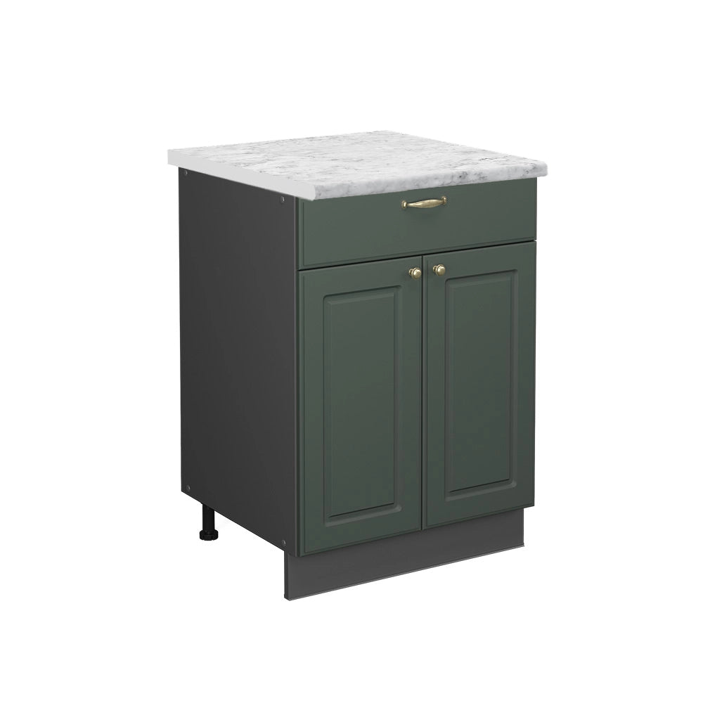 Mobiletto base per cucina Fame-Line Verde-oro rustico/Antracite 60 cm con cassetto, PL Marmo Vicco