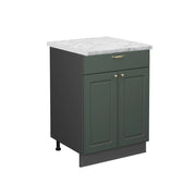 Mobiletto base per cucina Fame-Line Verde-oro rustico/Antracite 60 cm con cassetto, PL Marmo Vicco