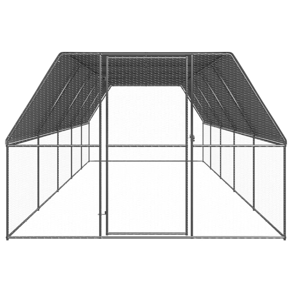 Pollaio/recinto/gabbia per polli da esterno 3 x 10 x 2 m acciaio zincato argento 02_0043997