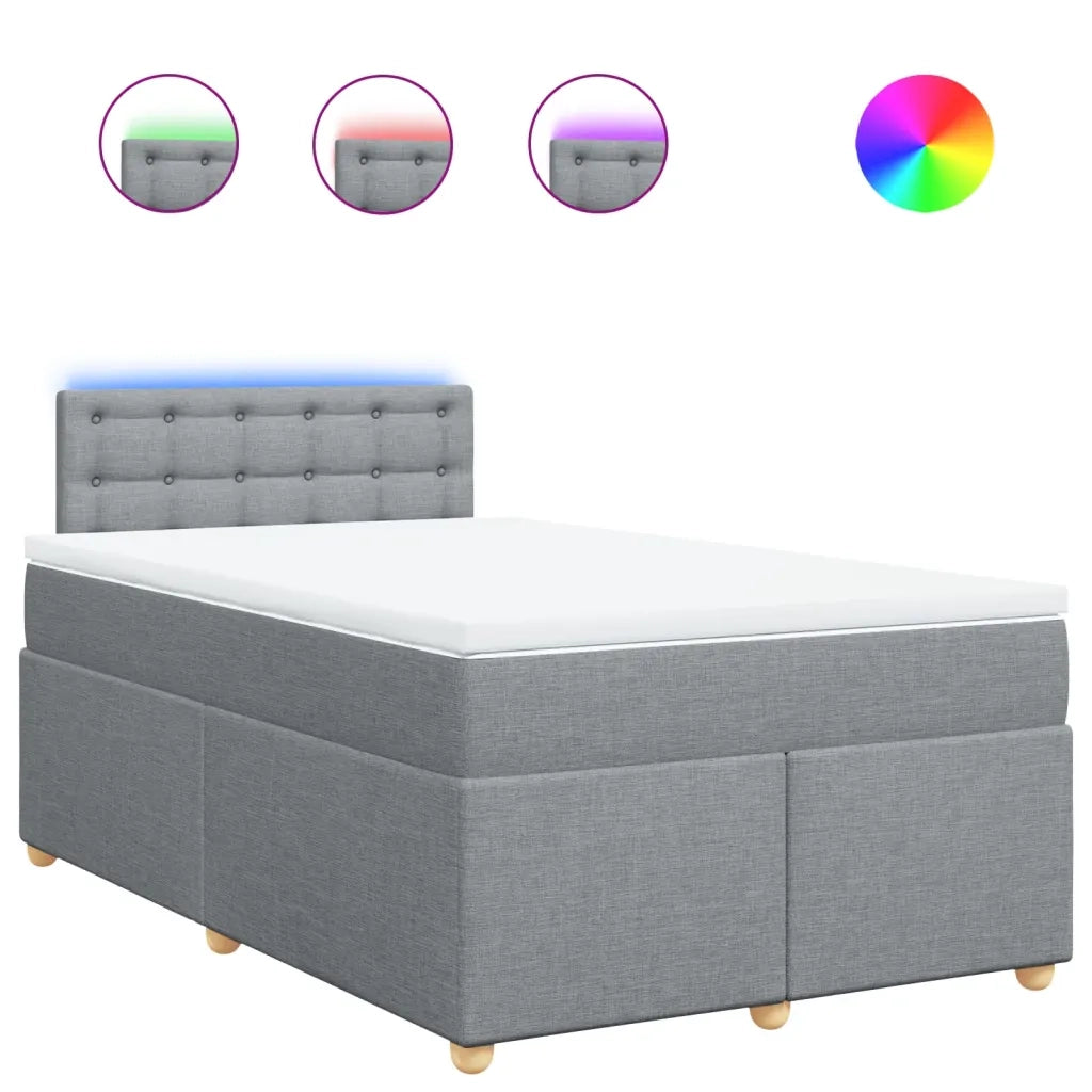 Giroletto a Molle con Materasso Grigio Chiaro 120x190cm Tessuto