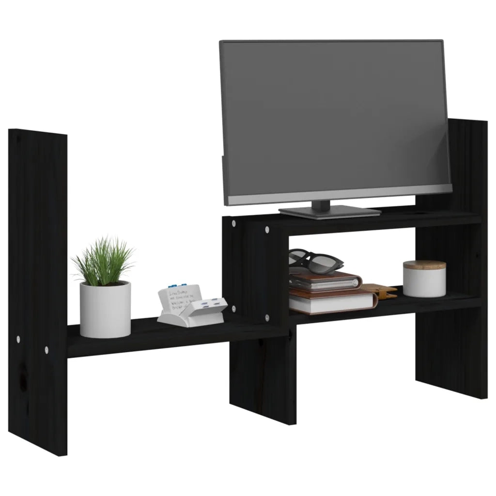 Supporto Monitor Nero (39-72)x17x43 cm Legno Massello di Pino cod mxl 61597