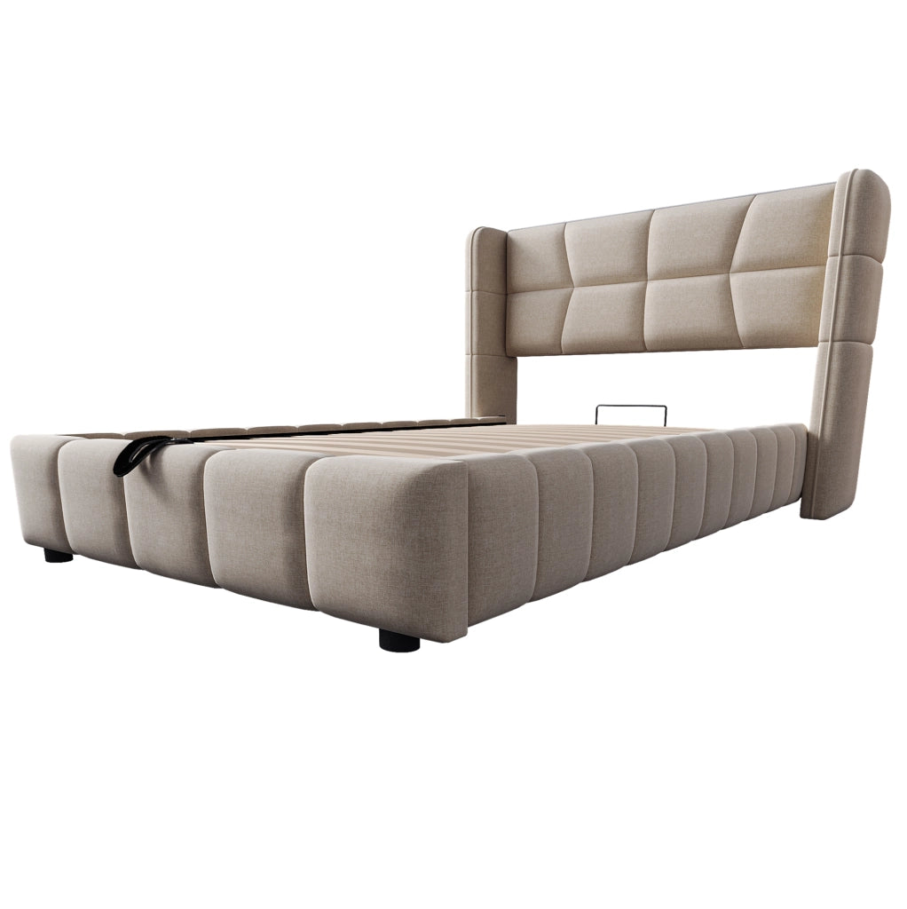 Letto imbottito 90x200 cm con contenitore, beige