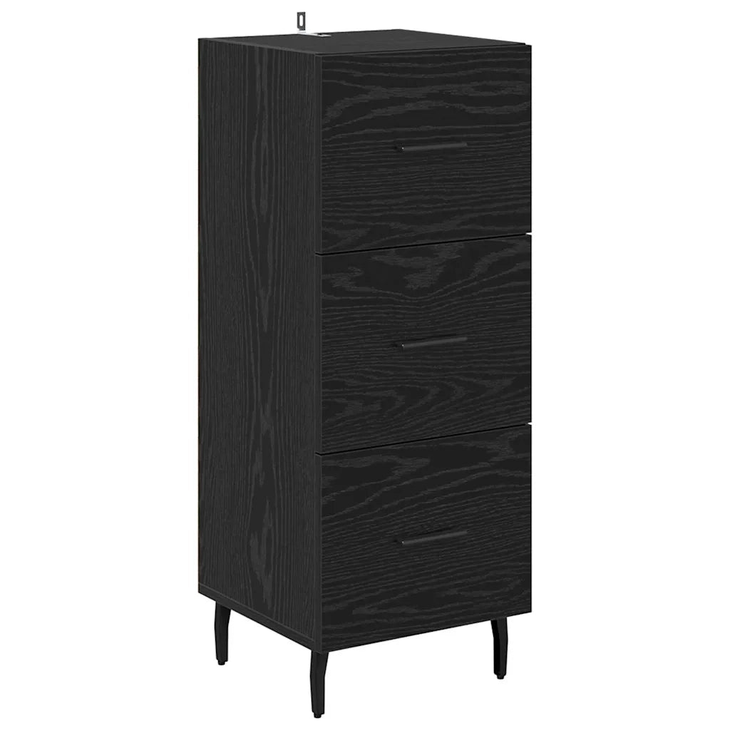 Credenza | Madia | Buffet da pranzo | Armadio da pranzo Rovere Nero 34,5 x 34 x 180 cm Legno multistrato