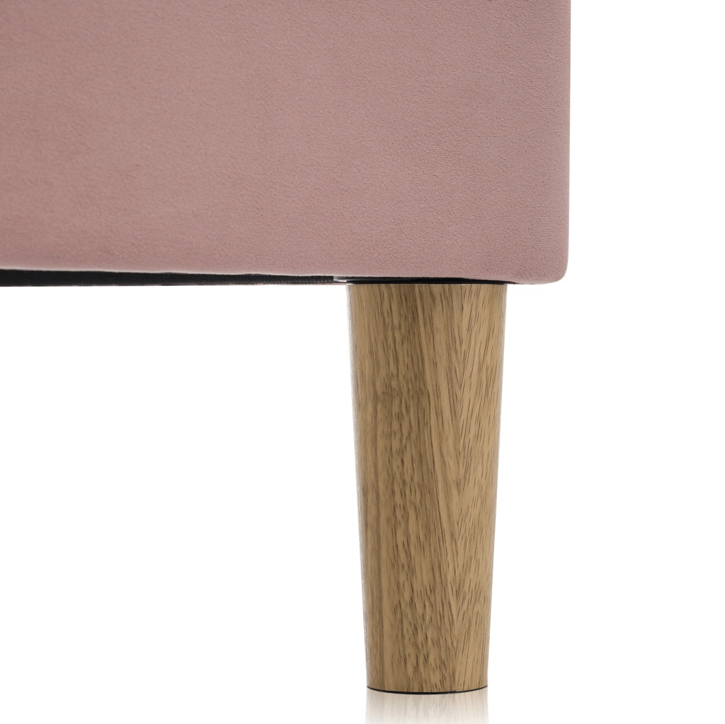 Letto imbottito 90x200 cm; testiera LED regolabile; velluto rosa (Senza materasso)