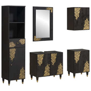 Set di Armadi da Bagno 5 pcs Nero Legno di mango massello 3310162