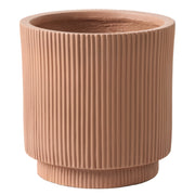 Fioriera in argilla Taupe Fibra Vaso per piante da giardino 30 x 30 x 30 cm Foro di drenaggio Finitura verticale a coste Giardino esterno Patio