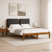 Letto con Testiera Rivestita Naturale e Grigio Scuro 903905