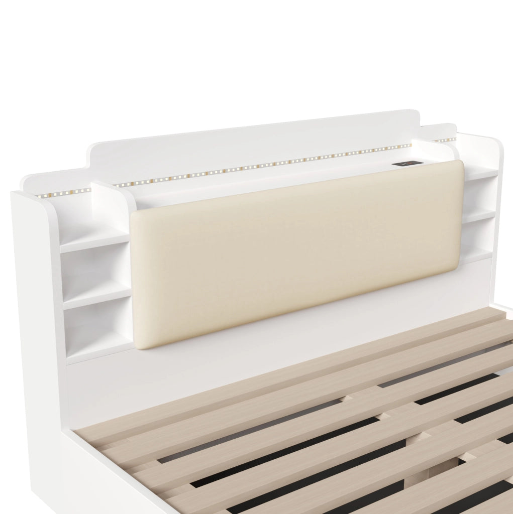 Letto imbottito idraulico 140x200 cm con LED e prese USB
