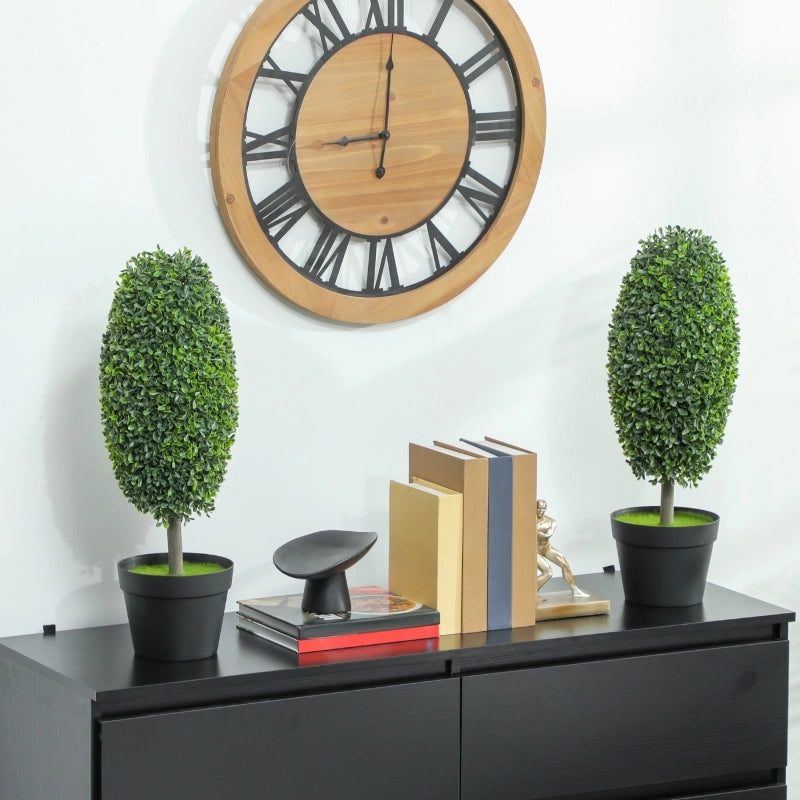 Set di 2 piante artificiali, alberi artificiali resistenti ai raggi UV in vaso, plastica, cemento, verde