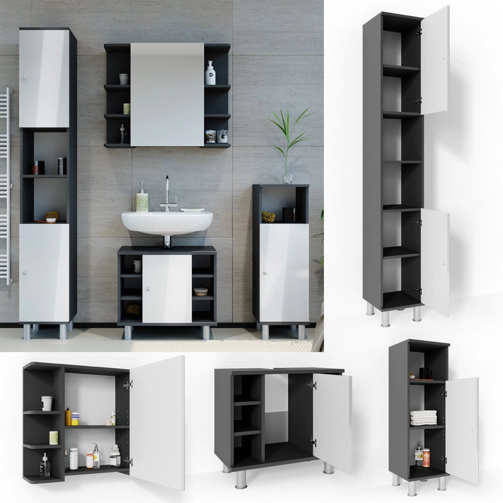 Vicco Set mobili bagno Antracite 4 parti