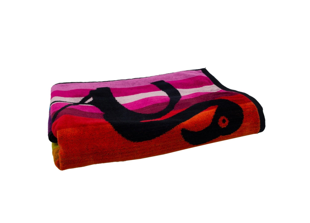 Telo Mare Jacquard Spugna Asciugamano Spiaggia Multicolor Flamingo