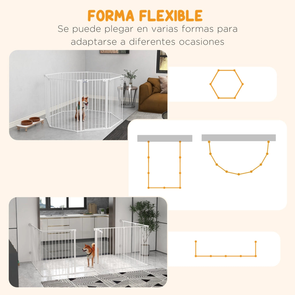 Recinto per Cani 8 Pannelli 64x90 cm ¨C zephmum ¨C Bianco