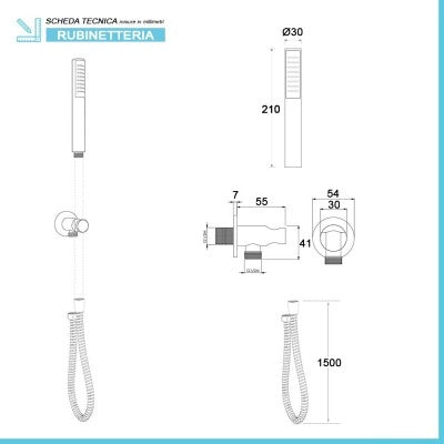 Set doccia nero opaco completo di soffione tondo 20 cm, kit doccetta e miscelatore