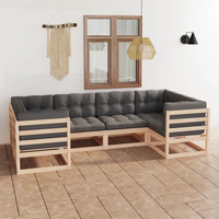 Set Divani Giardino 6 pz con Cuscini in Legno Massello di Pino 3077294