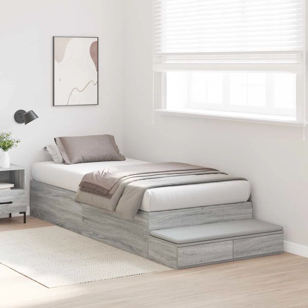 Struttura letto con contenitore con porta Grigio Sonoma 100 cm 3335618