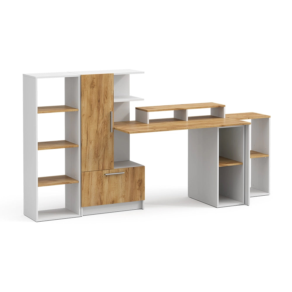 Set scrivania Tomy Bianco/Rovere dorato 150 x 59 cm Set di 5 Vicco