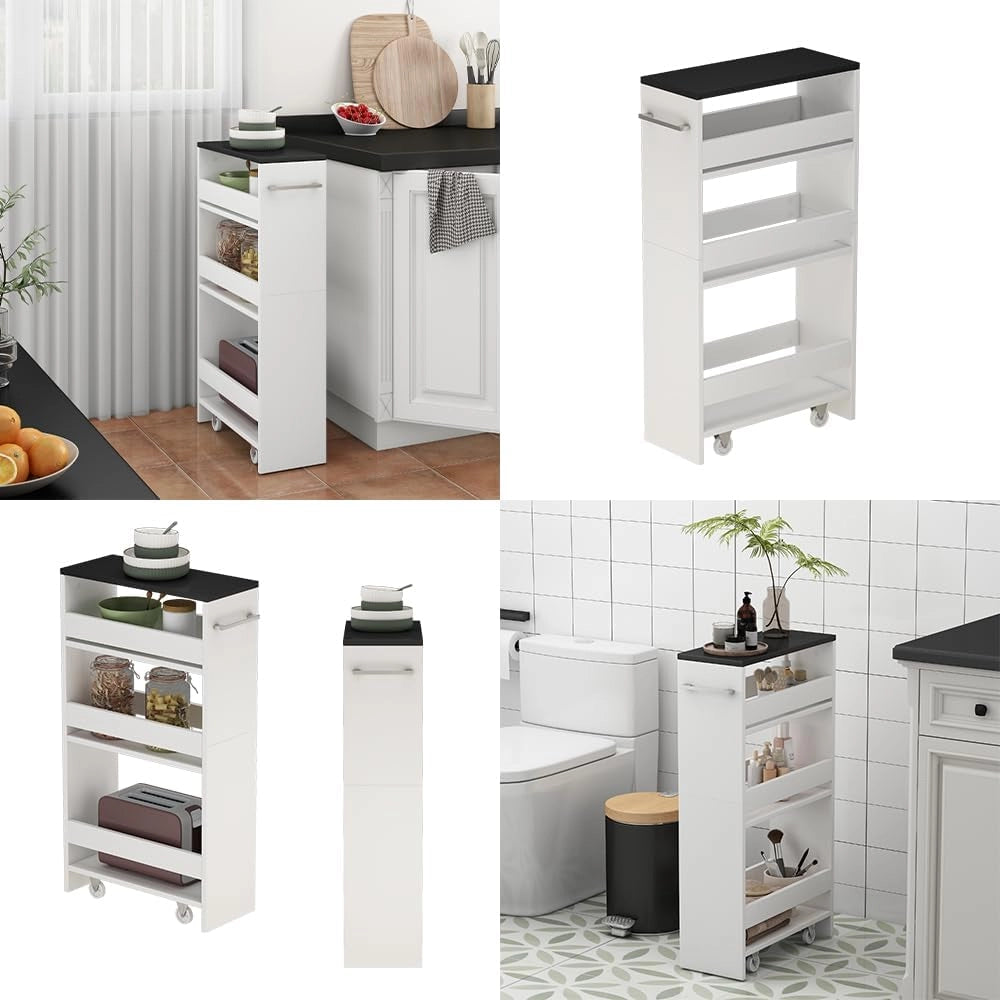 Contenitore a rotelle Rivo, Bianco/antracite, 20 x 84.4 cm