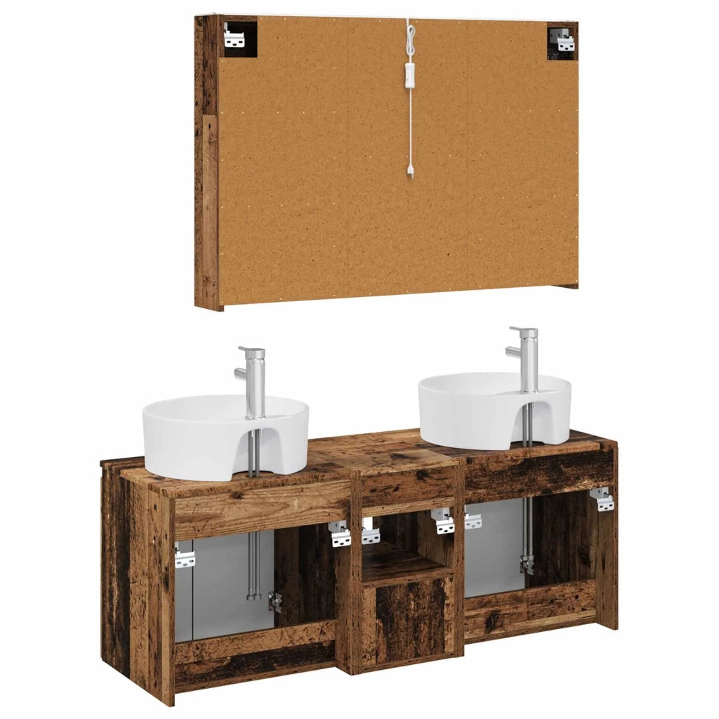 Set di Armadi da Bagno 4 pcs Legno antico Legno ingegnerizzato 3406469