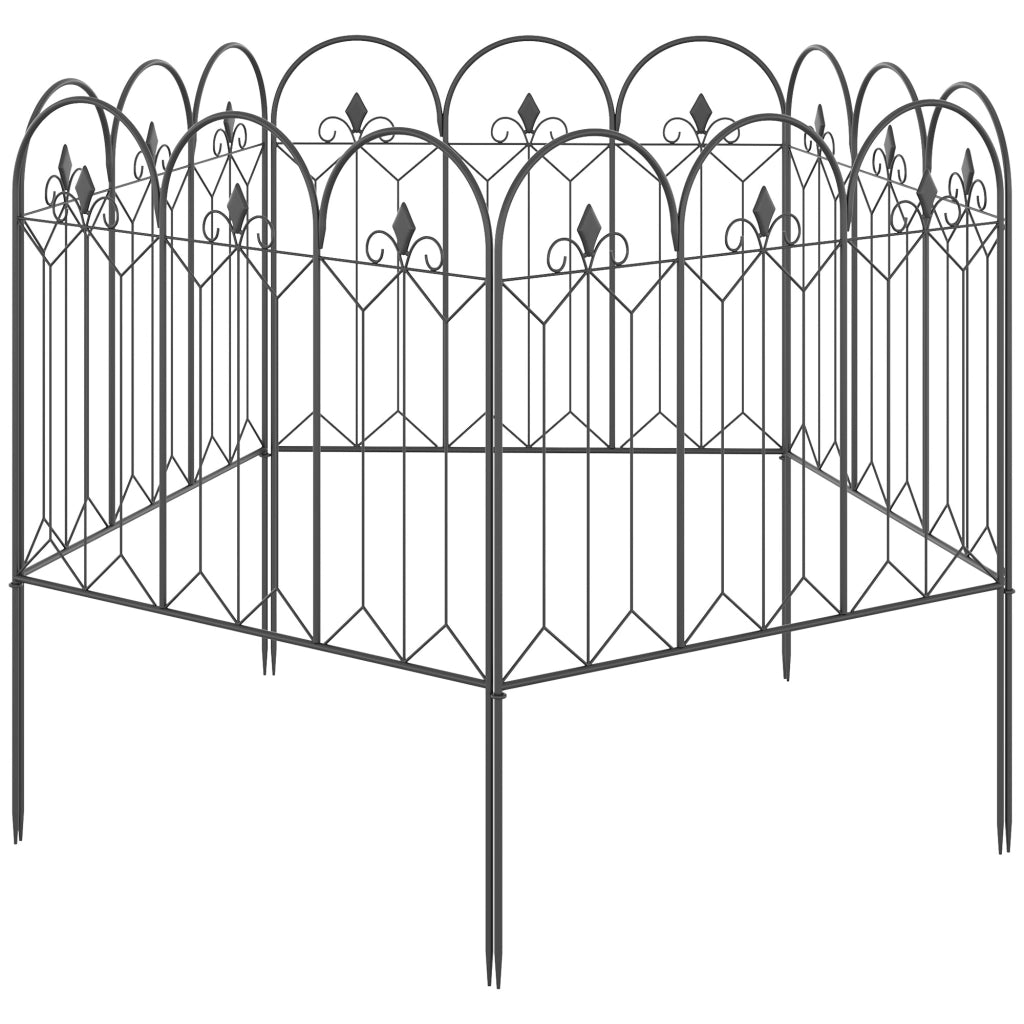 Recinzione Giardino Decorativa ¨C zephmum ¨C Nero Metallo 305x79.5 cm