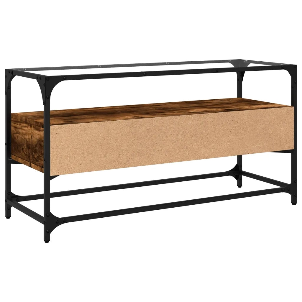 Mobile TV | Armadietto TV | Mobile Porta TV Piano Vetro Rovere Fumo 98x35x51cm Legno Multistrato