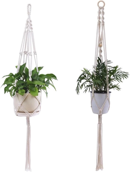 Porta piante a rete in macramé - porta piante appesa - corda di cotone - porta piante appesa boho per interni - porta piante appesa per balcone - giardino - ufficio
