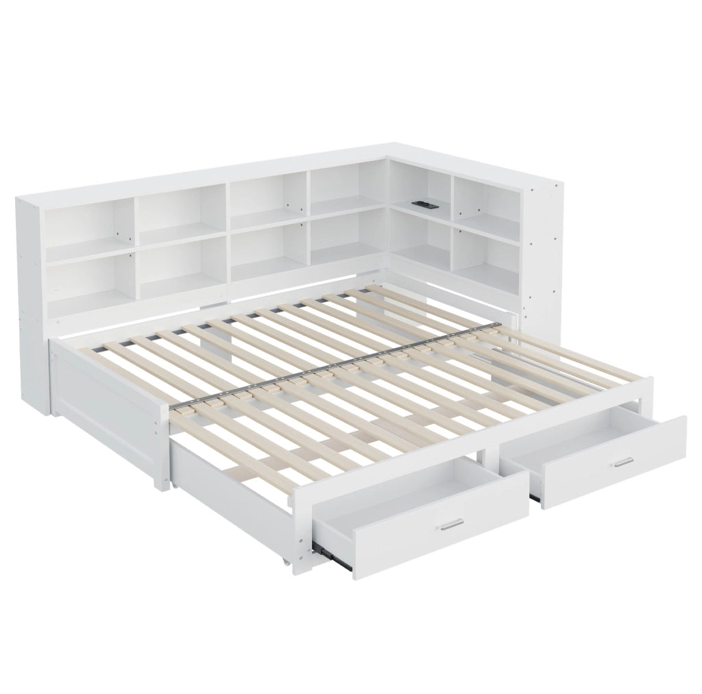 Letto multifunzione estraibile 90/180x190 cm in legno bianco