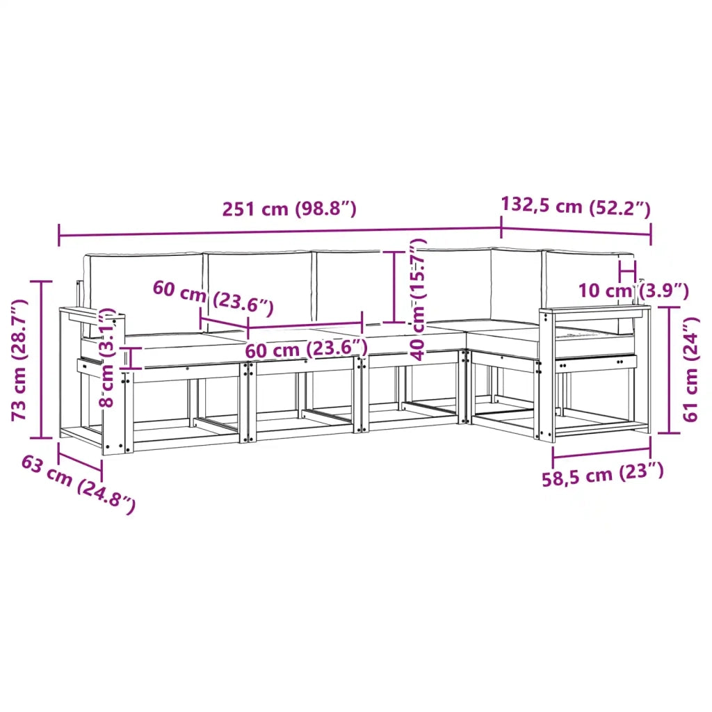 Set di divani da esterno 5 pz Bianco e Beige 3387637