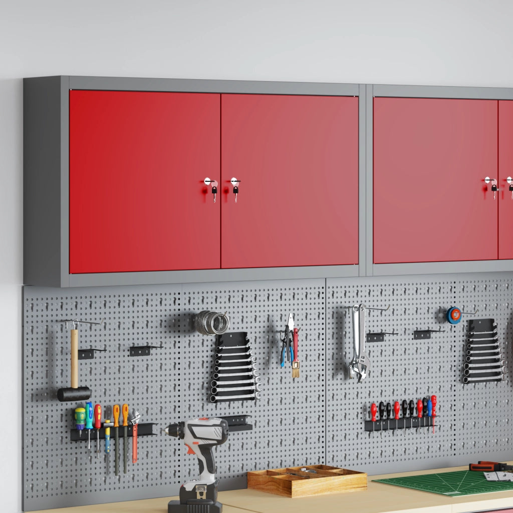 Armadio per attrezzi a muro  Rosso 100x20x55 cm Acciaio