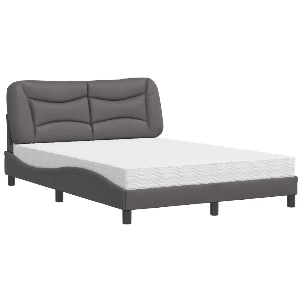 Letto con Materasso Hvar Grigio 140x190 cm in Similpelle