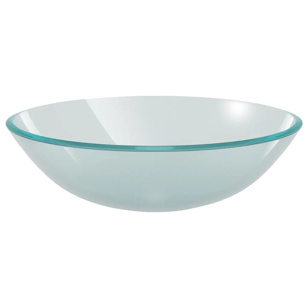 Lavandino con Rubinetto e Piletta-Lavabo-Lavello in Vetro Temperato Satinato 950467